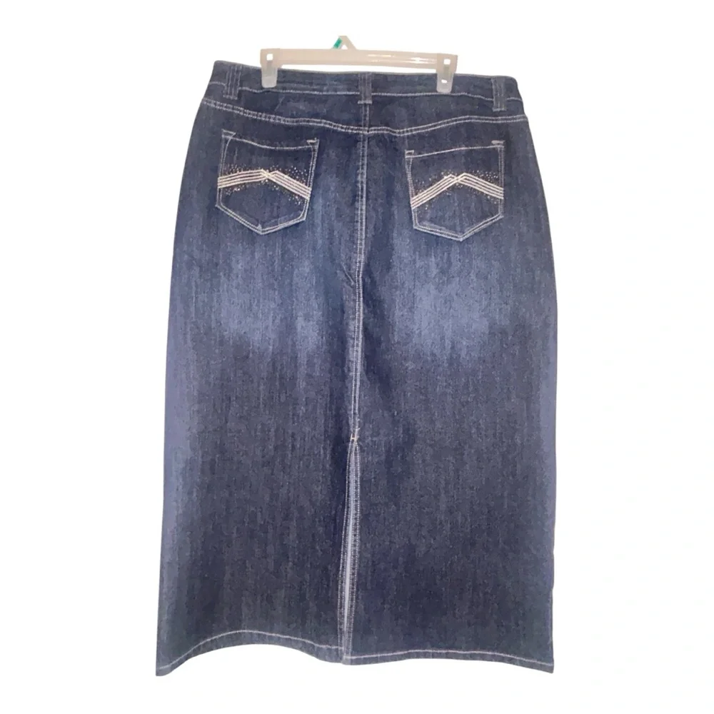 Christopher & Banks Black Denim Pencil Skirt size 14 new with tags